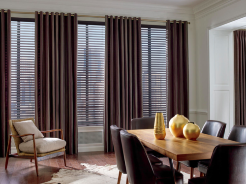 Faux wood with drapery