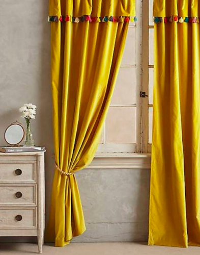 Yellow custom drapery