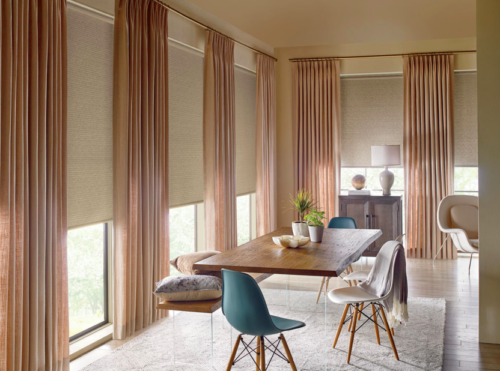 Redecca at wood roller shades